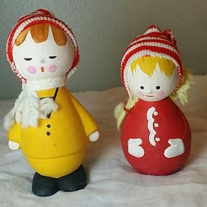 VTG Japan Wolin winter boy and girl figurines